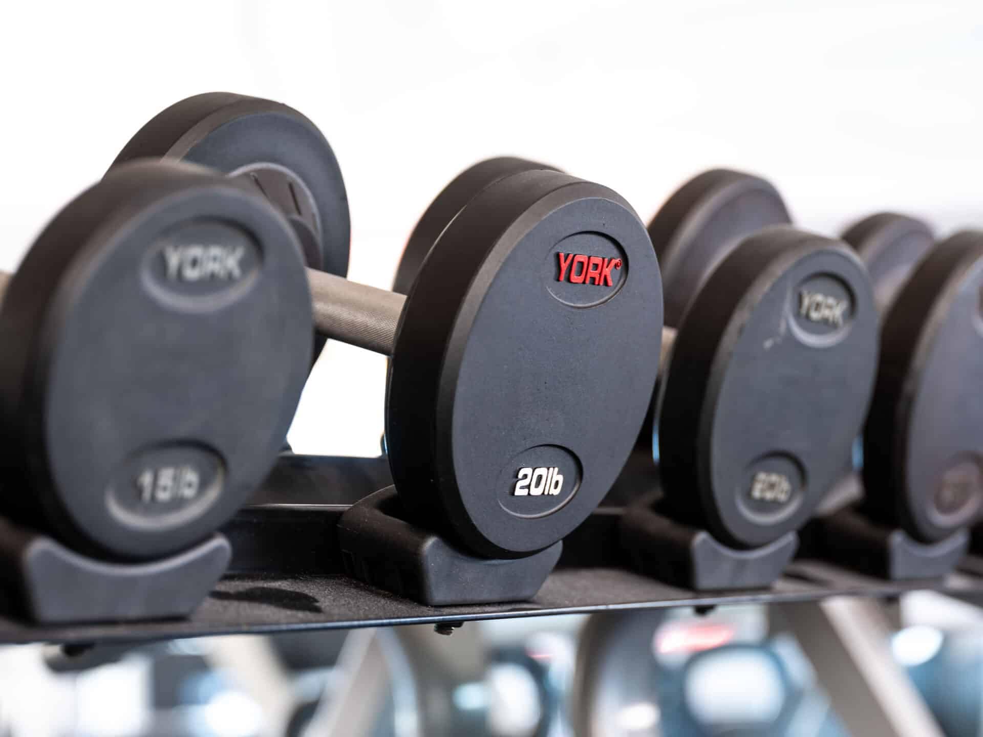 York 5-50 lbs Commercial Rubber Dumbbell Set-New
